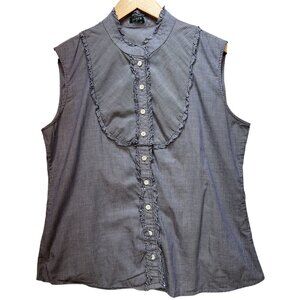 J. Crew Women Regular Fit Casual Shirt Sleeveless Blue White Stripe Button Front